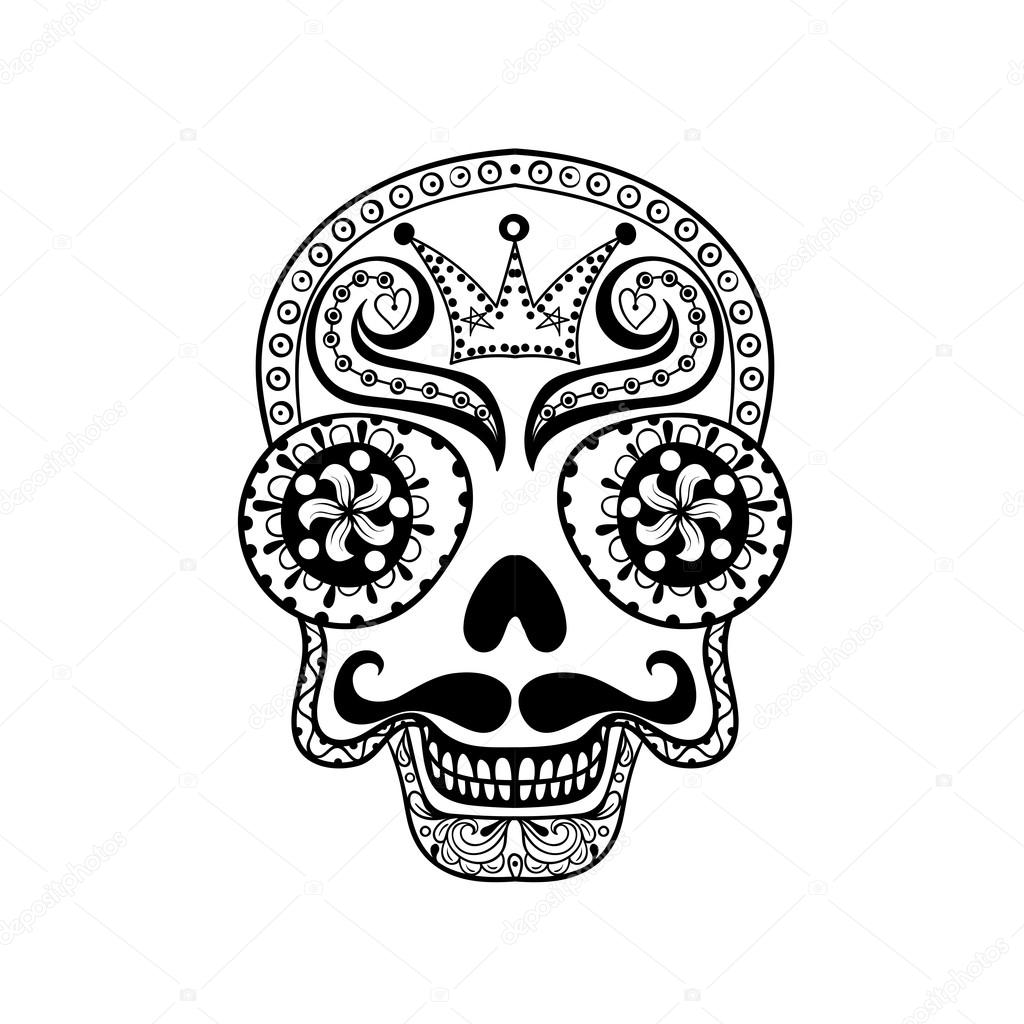 Vector  Dead Skull illustration, Hand drawn Skull in zentangle s