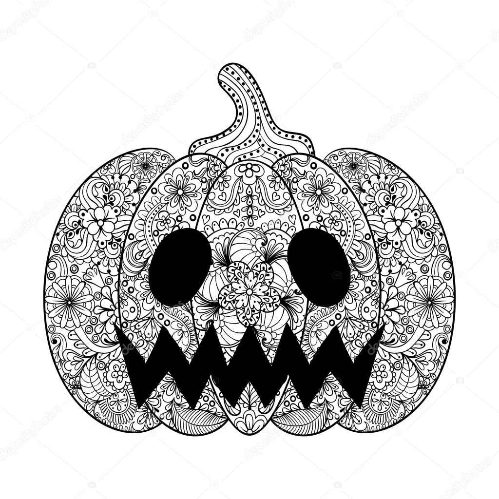 Vector Pumpkin illustration, Hand drawn Helloween vegetable in z