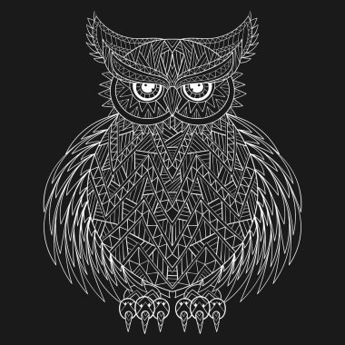 Zentangle baykuş, kuş totem yetişkin renklendirme sayfa için el çekilmiş