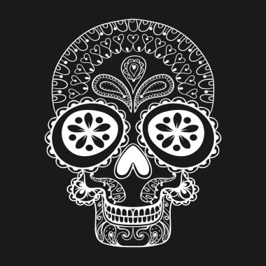 Zentangle tarzı, dövme, tribal totem çizilmiş kafatası el reklam