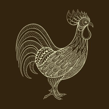 Rooster, Chicken, domestic farmer Bird for Coloring pages, zenta clipart