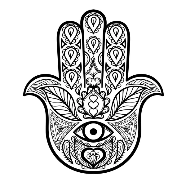 Zentangle vector Hamsa Hand for adult anti stress coloring pages — Διανυσματικό Αρχείο