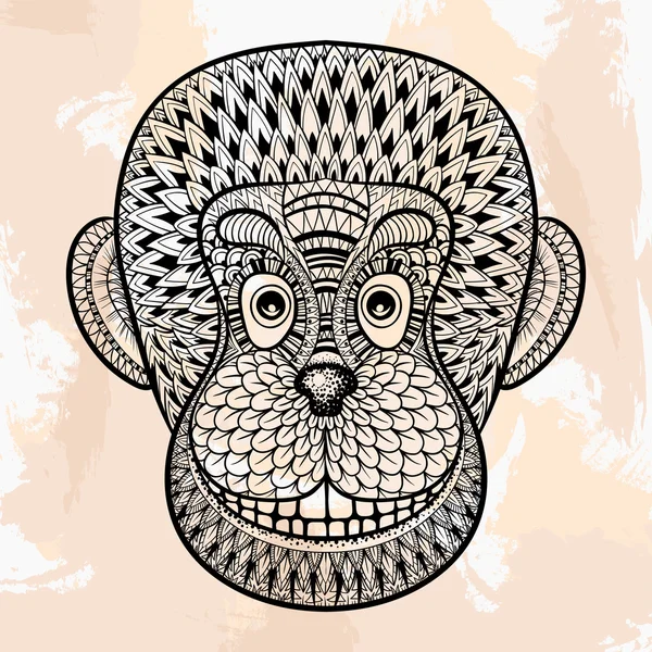 Zentangle vector Head of Monkey, tattoo in hipster style. Orname — 图库矢量图片