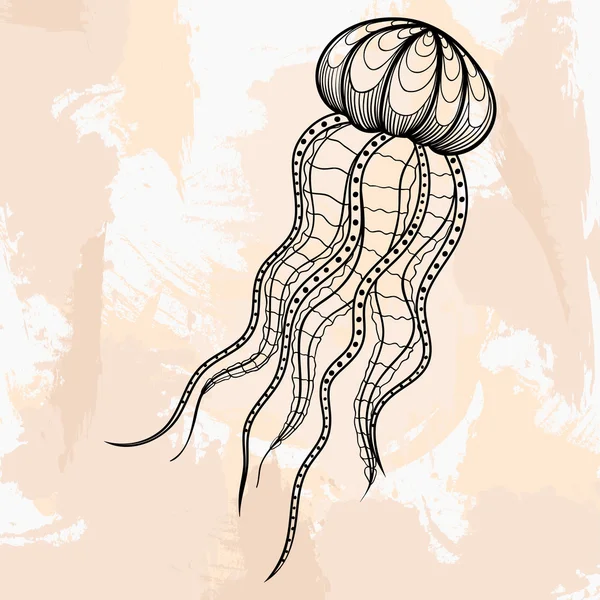 Zentangle vector Jellyfish for tattoo in hipster style. Ornament — Stok Vektör