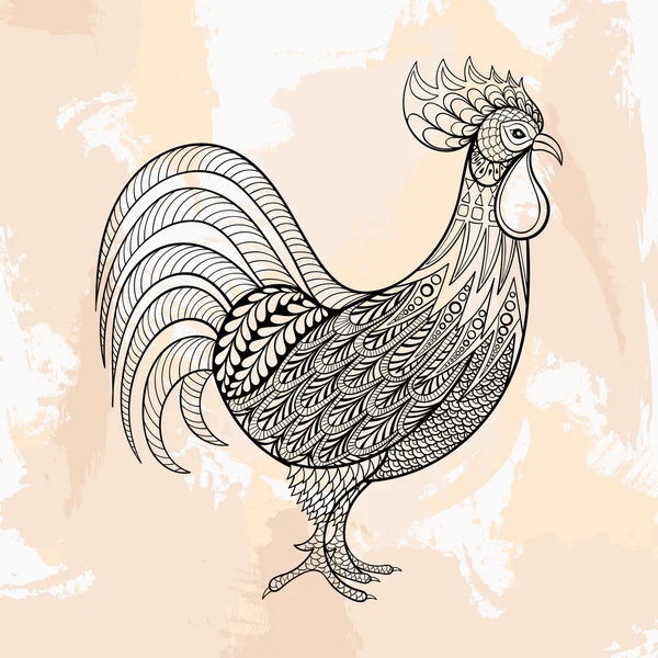 Zentangle vector Rooster, Chicken, tattoo in hipster style. Orna — Wektor stockowy