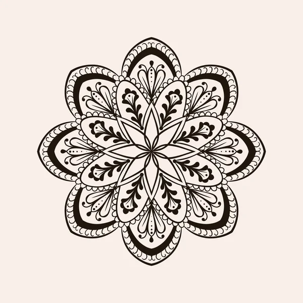 Vector henna ethnic mandala, boho tattoo design in doodle style. — Stock Vector