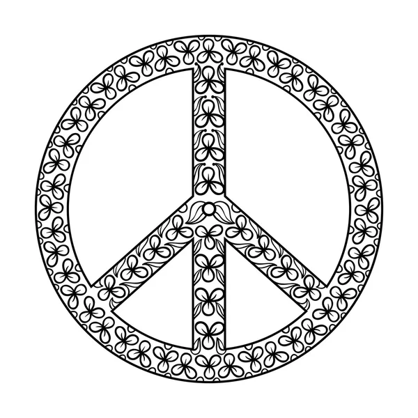 Zentangle black Peace Symbol, tattoo design in Hippie doodle st — стоковый вектор