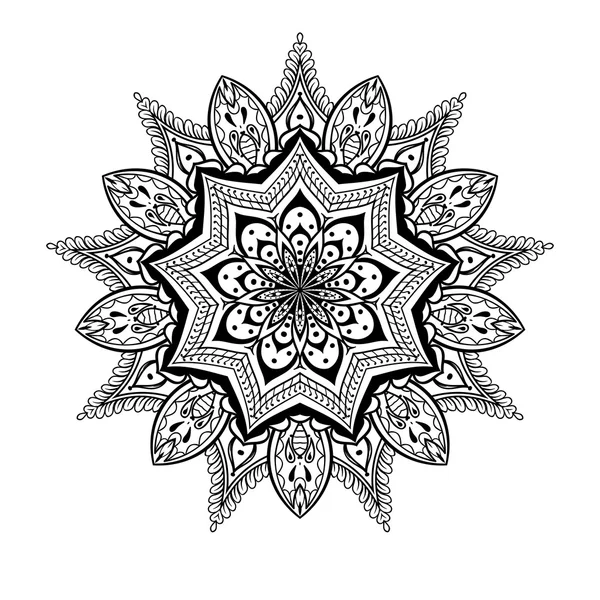 Mandala de lótus ornamental vetorial, tatuagem de hena zemaranhada étnica , —  Vetores de Stock