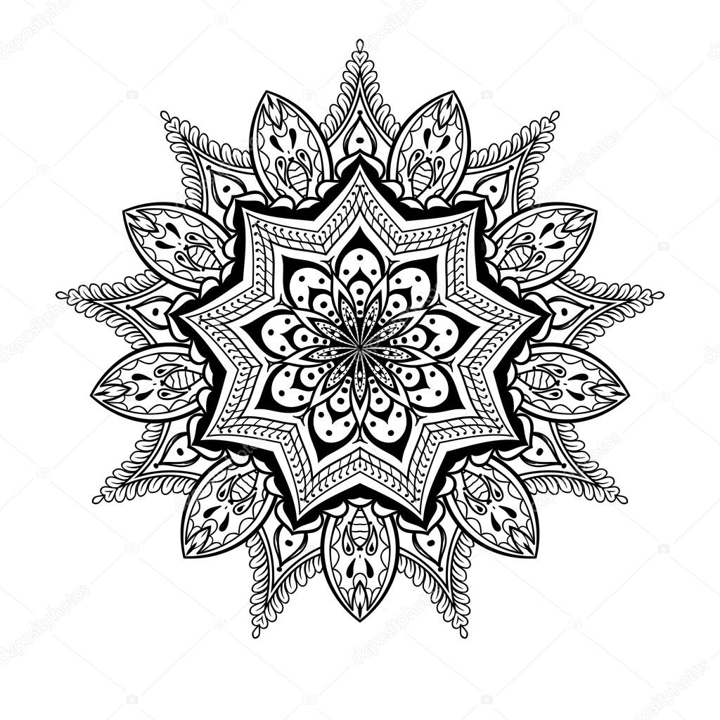 Download Vector ornamental Lotus mandala, ethnic zentangled henna ...