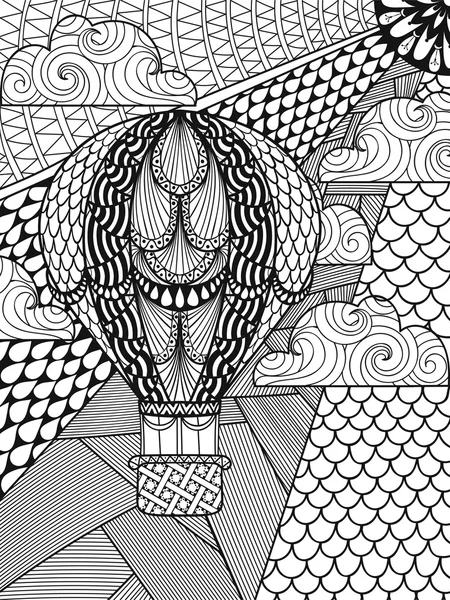 Hand drawn artistically ethnic ornamental patterned air balloon — Stok Vektör