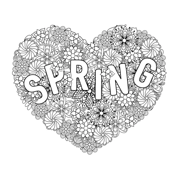 Hand drawn artistically ethnic ornamental patterned Spring with 