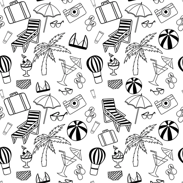 Hand drawn Travel seamless pattern for adult coloring pages in d — Stock Vector