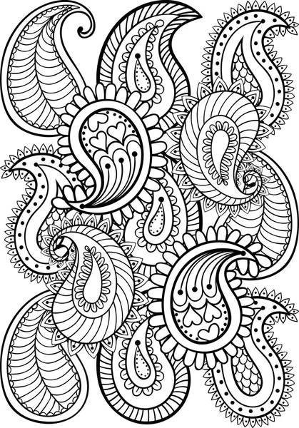 Hand drawn paisley pattern for adult coloring page A4 size in do — ストックベクタ