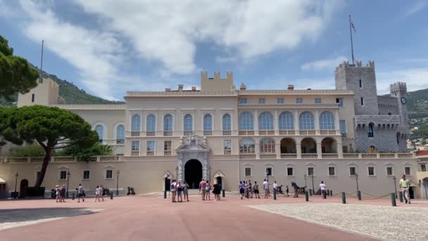 Monte Carlo Μονακό Βασιλικό Παλάτι Στο Λόφο Κατοικία Της Βασιλικής — Αρχείο Βίντεο