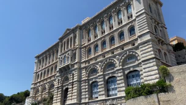 Monte Carlo Mónaco Museo Oceanográfico Hermoso Palacio Con Vistas Mar — Vídeos de Stock