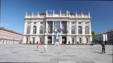 Torino, İtalya. Piazza Castello 'nun Zamanı, Torino' nun merkezi Coronavirüs salgını sırasında