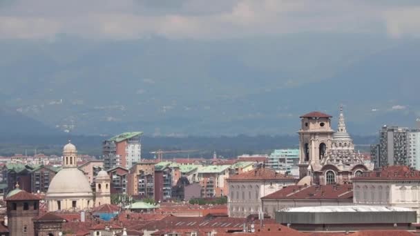 Torino Talya Kubbe Torino Sisli Bir Günde Tepeden Görüldü — Stok video