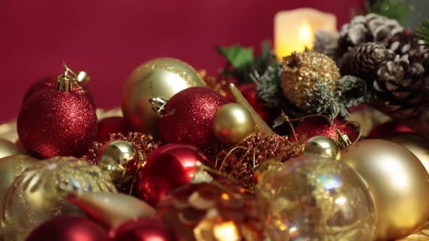 Vista Dall Alto Molte Colorate Palle Natale Decorazione Buon Natale — Video Stock