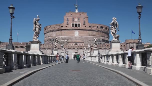 Róma Olaszország Castel Sant Angelo 2021 Áprilisában Húsvétkor Üres Híd — Stock videók