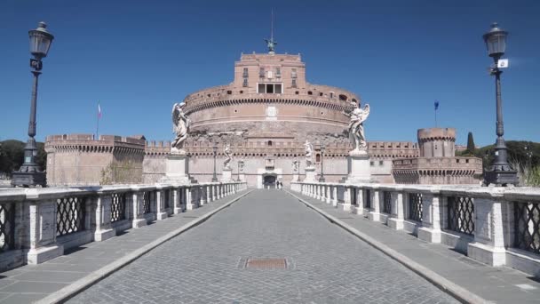Róma Olaszország Castel Sant Angelo 2021 Áprilisában Húsvétkor Üres Híd — Stock videók