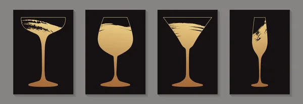 Modèles Cartes Luxe Abstraits Modernes Pour Une Invitation Dégustation Vin — Image vectorielle