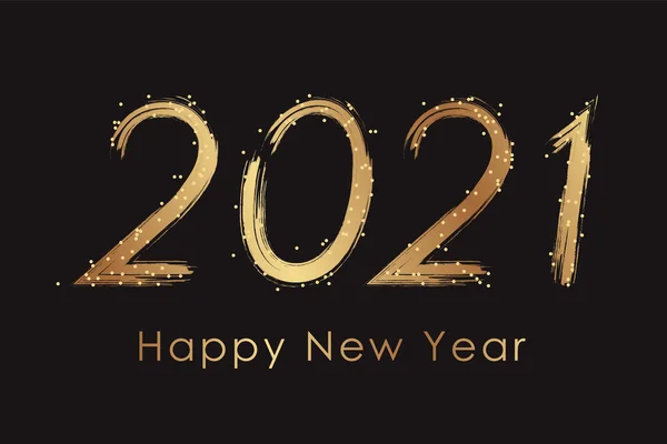 Feliz Año Nuevo Plantilla Tarjeta Felicitación Con Números Oro 2021 — Vector de stock