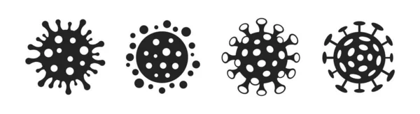 Koronavírus Vagy Vírusvektor Ikonok Fehér Alapon Izolált Készlete — Stock Vector