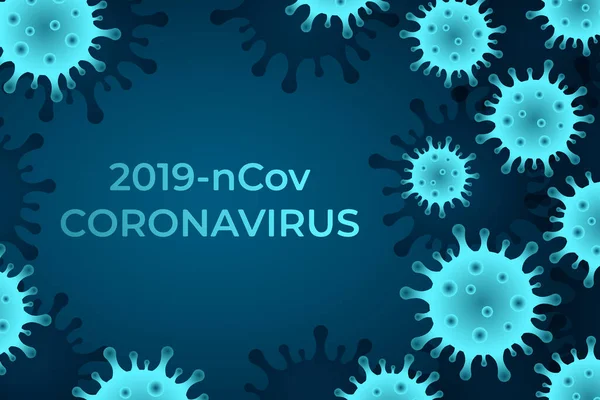 Blue Vector Background Flu Disease Cells 2019 Ncov Coronavirus — Stock Vector