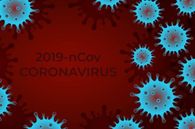 Kırmızı zemin üzerinde Coronavirus hücreleri.