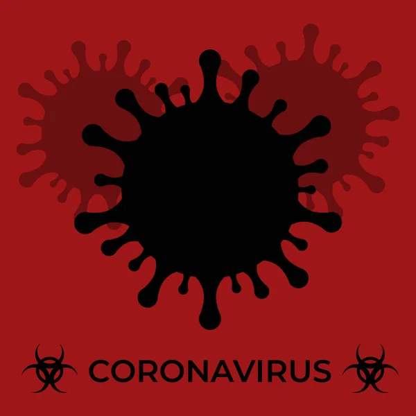 Coronavirus Μαύρες Εικόνες Κόκκινο Φόντο — Διανυσματικό Αρχείο