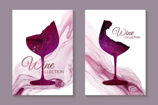 Modèles Modernes Cartes Abstraites Pour Dégustation Vins Invitation Affiche Bannière — Image vectorielle