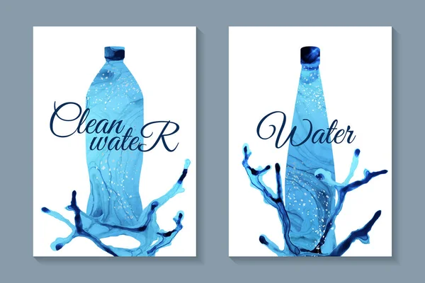 Diseño Moderno Abstracto Botellas Agua Manantial Para Plantillas Tarjetas Carteles — Archivo Imágenes Vectoriales