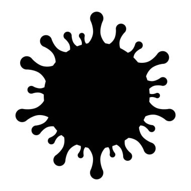Coronavirus hücre vektör simgesi. Siyah virüs çizimi beyaz arkaplanda izole edildi.
