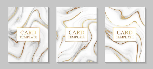 Wedding Invitation Design Greeting Card Templates White Golden Marble Texture — Stock Vector