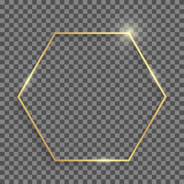 그림자가 배경에 뚜렷이 구별되는 황금색 육각형 — 스톡 벡터