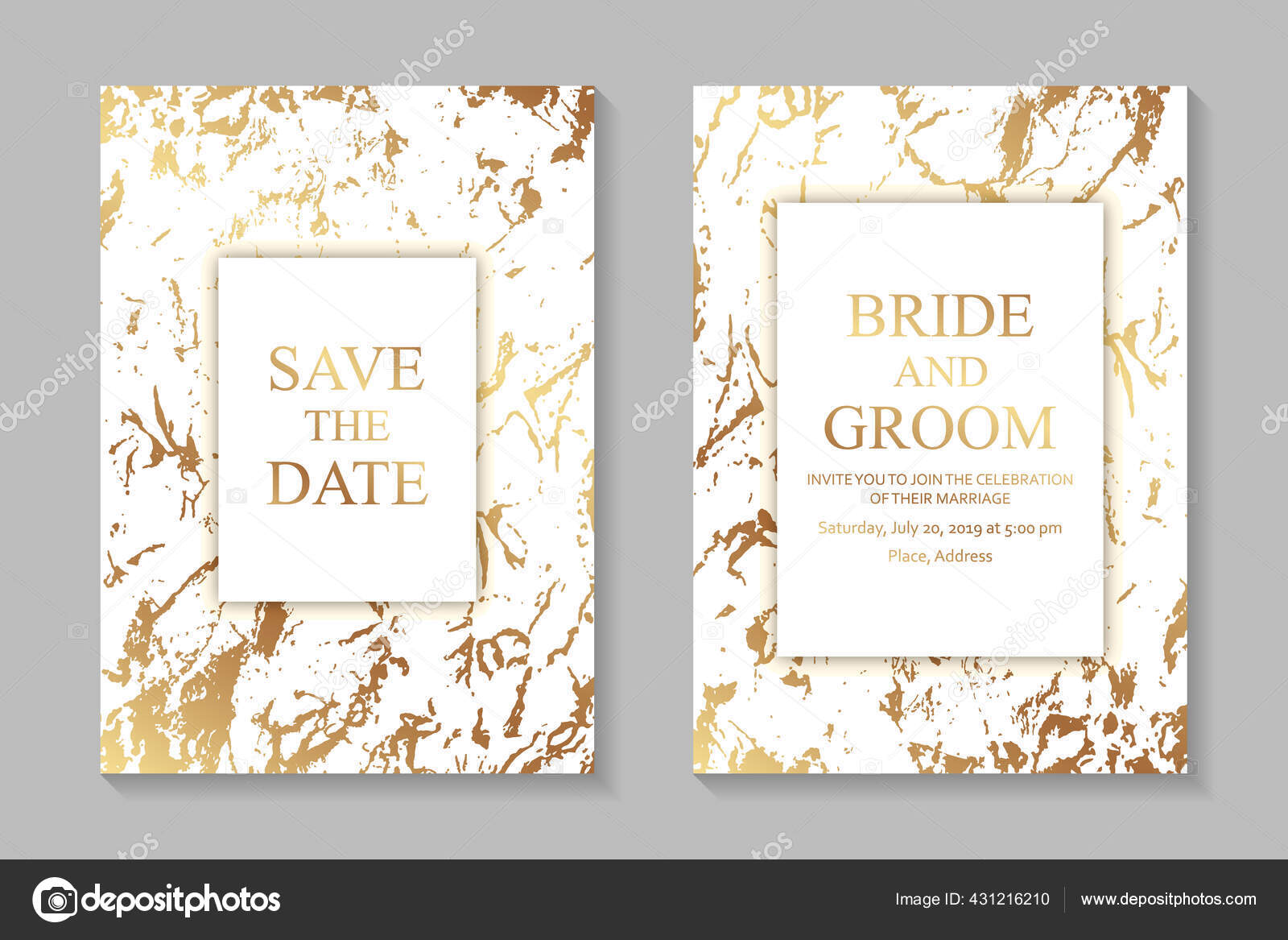 Wedding Invitation Design Greeting Card Templates Golden Paint Intended For Celebrate It Templates Place Cards