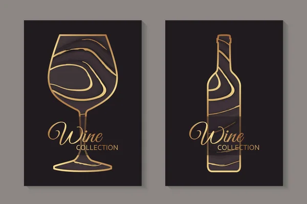 Modèles Cartes Luxe Abstraits Modernes Pour Invitation Dégustation Vin Menu — Image vectorielle