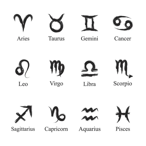 Набор Знаков Зодиака Гранжевом Стиле Астрологии Гороскопа — стоковый вектор
