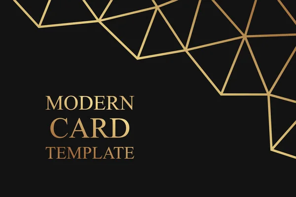黒を背景に黄金の線や多角形でビジネスやプレゼンテーションのための近代的な幾何学的な高級カードテンプレート — ストックベクタ