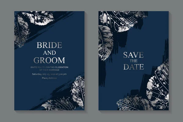 Set Modern Geometric Luxury Wedding Invitation Design Card Templates Business — ストックベクタ