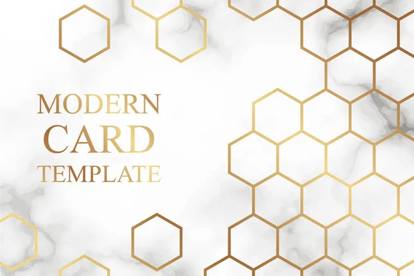 Modern Geometric Luxury Card Template Business Presentation Greeting Golden Honeycombs — Διανυσματικό Αρχείο