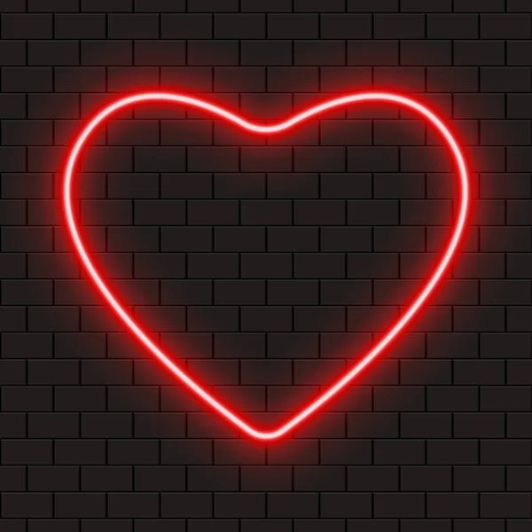 Pankart Için Kalp Şeklinde Parlak Neon Kırmızı Çerçeve Koyu Tuğla — Stok Vektör