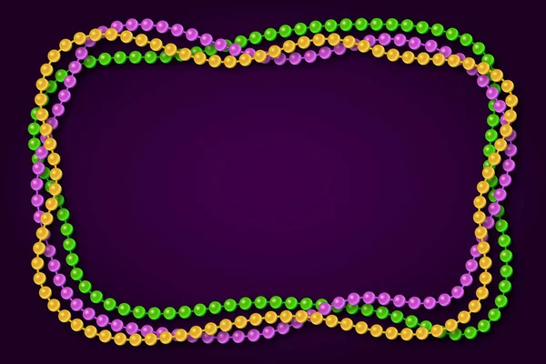 Colliers Traditionnels Mardi Gras Sur Fond Violet Foncé — Image vectorielle