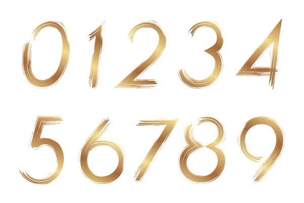 Set Goldener Grunge Nummern Zur Dekoration Isoliert Auf Weißem Hintergrund — Stockvektor