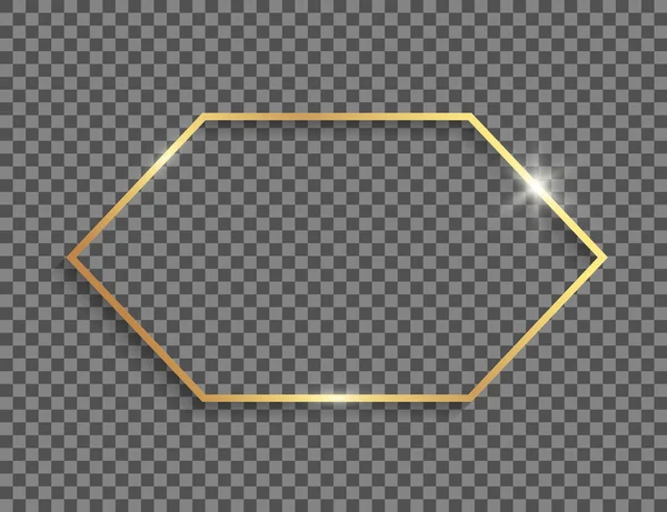 그림자가 배경에 뚜렷이 구별되는 황금색 육각형의 — 스톡 벡터