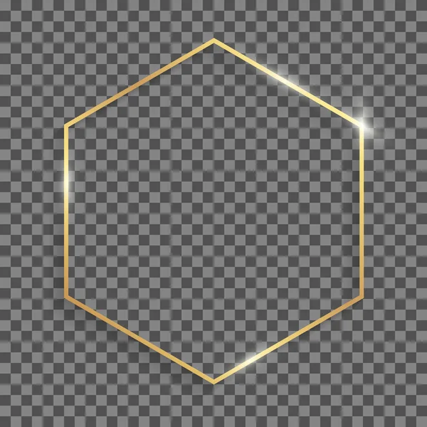 그림자가 배경에 뚜렷이 구별되는 황금색 육각형의 — 스톡 벡터