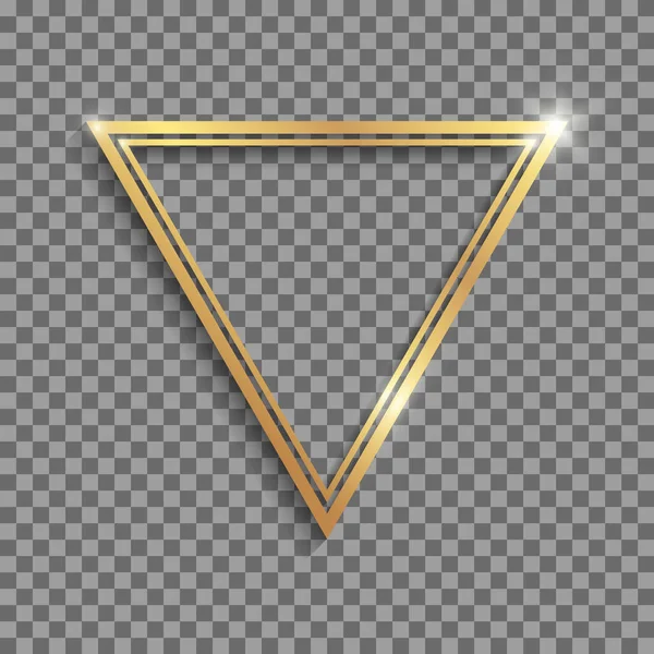 Gulltrekantramme Med Skygger Høydepunkter Isolert Gjennomsiktig Bakgrunn – stockvektor