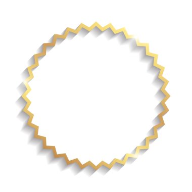 Beyaz arkaplanda izole edilmiş gölgeli ve röfleli altın daire çerçeve.