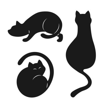 Bir set siyah kedi silueti..