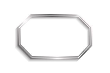 Beyaz arkaplanda gölgeler ve gölgeler olan gümüş çift çerçeve.